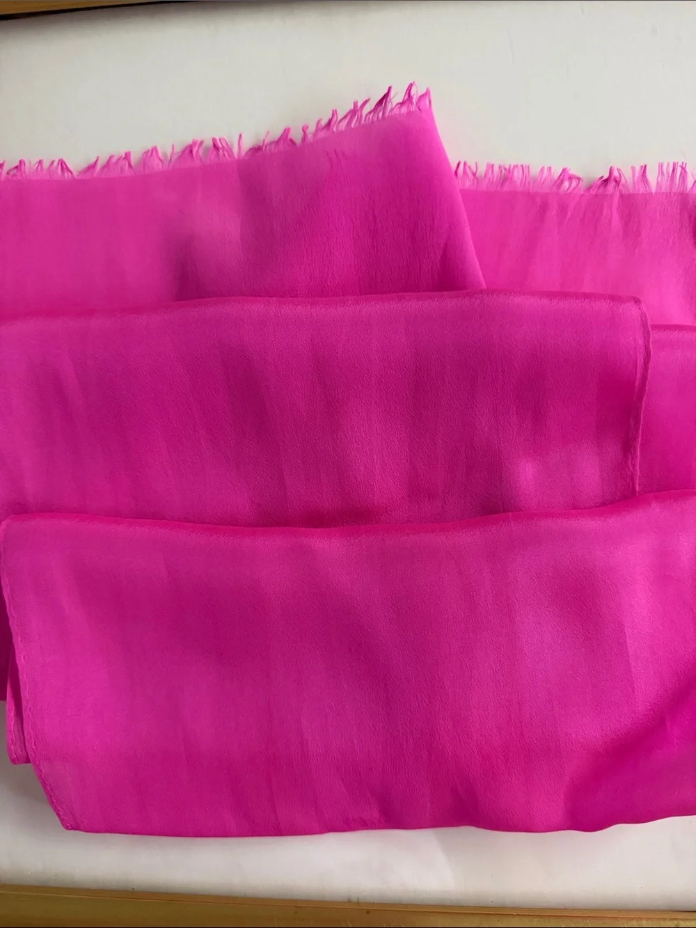 Hot Pink Silk Fringe Scarf | Fuchsia eyelash trim Oblong Neck Wrap